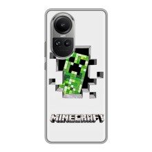 Чехол Майнкрафт на Oppo Reno 10 Pro (AlphaPrint) Minecraft (крипер Майнкрафт)