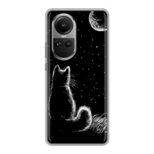 Чехол с принтом для Oppo Reno 10 Pro (AlphaPrint) Модные коты – Котик и луна