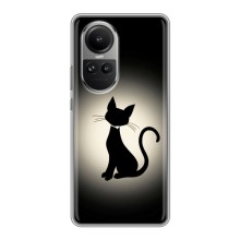 Чехол с принтом для Oppo Reno 10 Pro (AlphaPrint) Модные коты – Силуэт котика