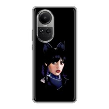 Чехлы Венсдей на Oppo Reno 10 Pro Уэнсдей (AlphaPrint) (серьезная Уэнздей)