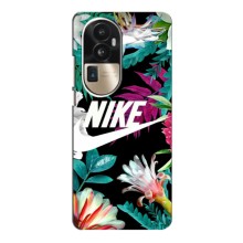 Силиконовый Чехол на Oppo Reno 10 Pro с картинкой Nike (Цветочный Nike)