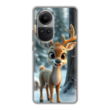 Яскравий чохол для Oppo Reno 10 Pro з Зимові Оленята (Оленятко в лісі)