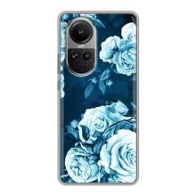 Чехлы (ART) Цветы на Oppo Reno 10 (VPrint) (Голубые Бутоны)