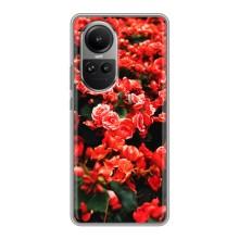 Чехлы с Цветами для Oppo Reno 10 (VPrint) (Цветы красные)