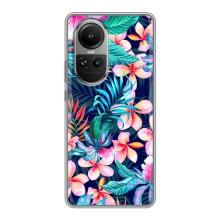 Чехол для Оппо Рено 10 - с принтом (Дизайнерские) (AlphaPrint) (Красочные цветы)