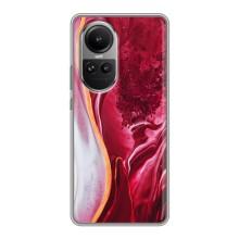 Чехол для Оппо Рено 10 - с принтом (Дизайнерские) (AlphaPrint) (Мрамор красный)
