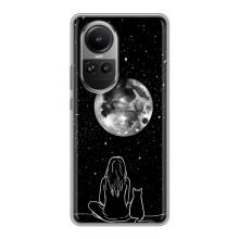 Чехол с рисунком кот на Oppo Reno 10 – Девушка с котом