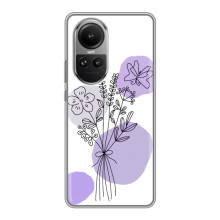 Силиконовый чехол с принтом в цветах на Oppo Reno 10 (Фиолетовый букет)
