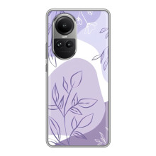 Силиконовый чехол с принтом в цветах на Oppo Reno 10 (Фиолетовый дизайн)