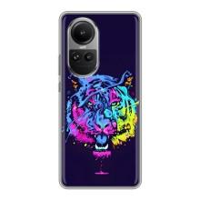 Силіконовий бампер з картинкою звірів для Oppo Reno 10 (Тигр-Арт)