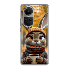 Друкований чохол 'Звірята з кавою' для Oppo Reno 10 – Зайчик з кавою