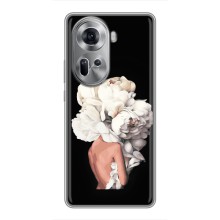 Чехлы (ART) Цветы на Oppo Reno 11 5G (VPrint) (Белые цветы)