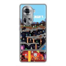 Чехол Майнкрафт на Oppo Reno 11 5G (AlphaPrint) Minecraft (фон Minecraft)