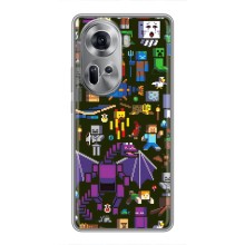 Чехол Майнкрафт на Oppo Reno 11 5G (AlphaPrint) Minecraft (Коллаж Майнкрафт)