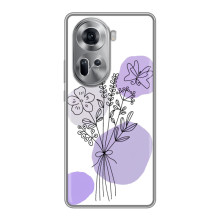 Силконовий чохол з принтом в квітах на Oppo Reno 11 5G (Фіолетовий букет)