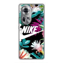 Силиконовый Чехол на Oppo Reno 11 5G с картинкой Nike – Цветочный Nike