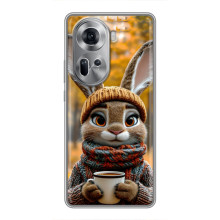 Печатный чехол «Зверята с кофе» для Oppo Reno 11 5G – Зайчик с кофе