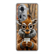 Печатный чехол «Зверята с кофе» для Oppo Reno 11 5G – Жираф с кофе