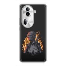 Силиконовый чехол с картинкой "Герой Pubg" на Oppo Reno 11 Pro 5G – В огне