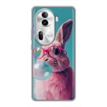 Чехол с принтом стильные животные для Оппо Рено 11 Про 5G – Кролик в очках