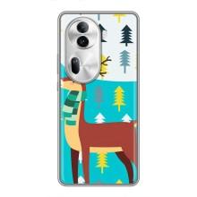 Силіконовий бампер з картинкою звірів для Oppo Reno 11 Pro 5G (Олень із шарфом)