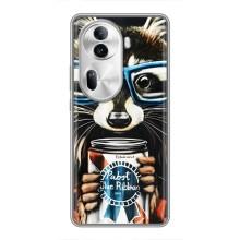 Силиконовый Чехол с Енотами на Oppo Reno 11 Pro 5G – Енот в очках