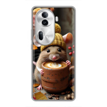 Друкований чохол 'Звірята з кавою' для Oppo Reno 11 Pro 5G – Мишка з кавою