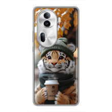 Друкований чохол 'Звірята з кавою' для Oppo Reno 11 Pro 5G – Тигр з кавою