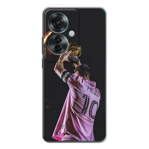 Чехол Месси футболист для OPPO Reno 11F – Месси с кубом