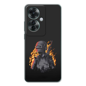 Силиконовый чехол с картинкой "Герой Pubg" на OPPO Reno 11F (В огне)