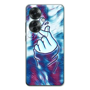 Чехол с принтом для OPPO Reno 11F (AlphaPrint - Знак сердечка)