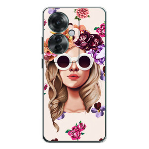 Чехол с картинкой Модные Девчонки OPPO Reno 11F (Девушка в очках)