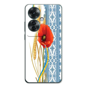 Силиконовый Чехол на OPPO Reno 11F с картинкой Вышиванки (Вышиванка с цветком)