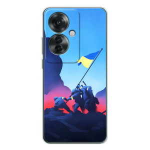 Чехол с украинским воином на OPPO Reno 11F – Украинский прапор