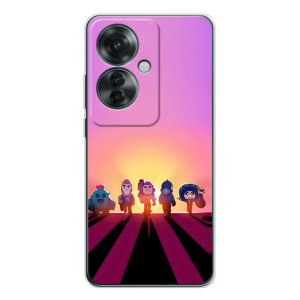Силиконовый Чехол на OPPO Reno 11F с картинкой Brawl Stars (Персонажи в закате)