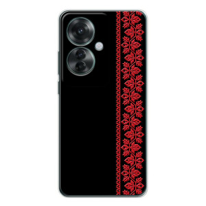 Силиконовый Чехол на OPPO Reno 11F (Красная Вышиванка)