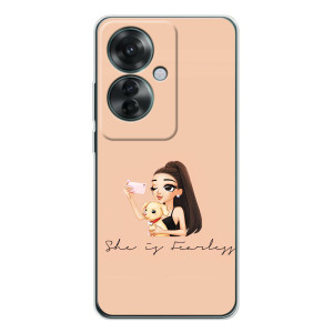 Силиконовый Чехол на OPPO Reno 11F с картинкой Стильных Девушек (С собакой)
