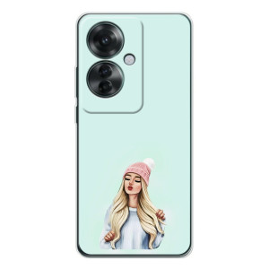 Силиконовый Чехол на OPPO Reno 11F с картинкой Стильных Девушек (В шапке)