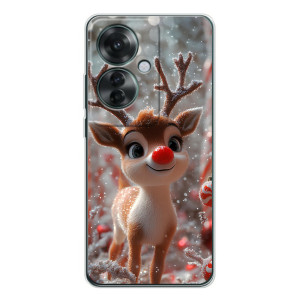 Яркий чехол для OPPO Reno 11F с Зимними Оленятами