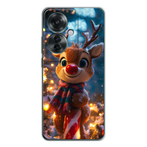 Яркий чехол для OPPO Reno 11F с Зимними Оленятами