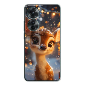 Яркий чехол для OPPO Reno 11F с Зимними Оленятами