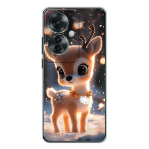Яркий чехол для OPPO Reno 11F с Зимними Оленятами
