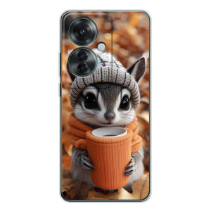 Печатный чехол «Зверята с кофе» для OPPO Reno 11F (Грызунчик с кофе)