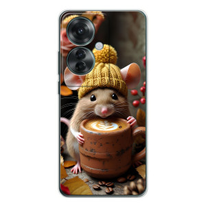 Печатный чехол «Зверята с кофе» для OPPO Reno 11F (Медведь с кофе)