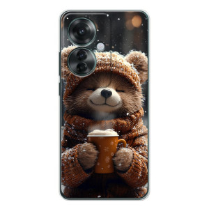 Печатный чехол «Зверята с кофе» для OPPO Reno 11F (Мишка с кофе)