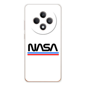 Силіконовый бампер з принтом "Наса" на OPPO Reno 12 F – NASA на білому тлі