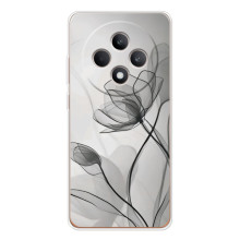 Чохол з квітковим принтом на ОППО Рено 12 Ф (Чорні квіти)