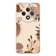 Чохол з квітковим принтом на ОППО Рено 12 Ф (Коричневі квіти)