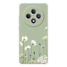 Чохол з квітковим принтом на ОППО Рено 12 Ф (Квіти на зеленому)
