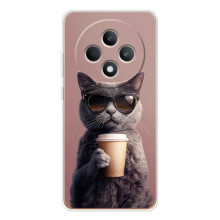 Чохол з принтом стильні тварини для ОППО Рено 12 Ф (Кіт з кавою)